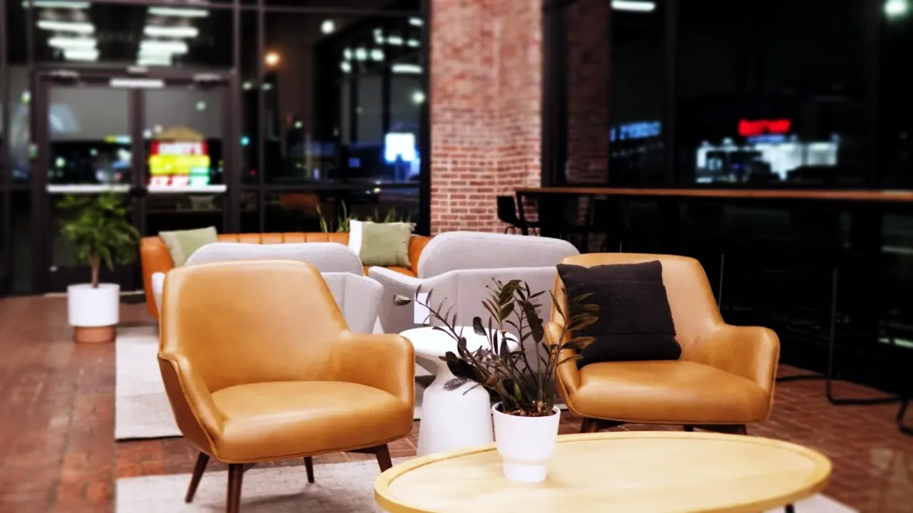 Night in the coworking lounge