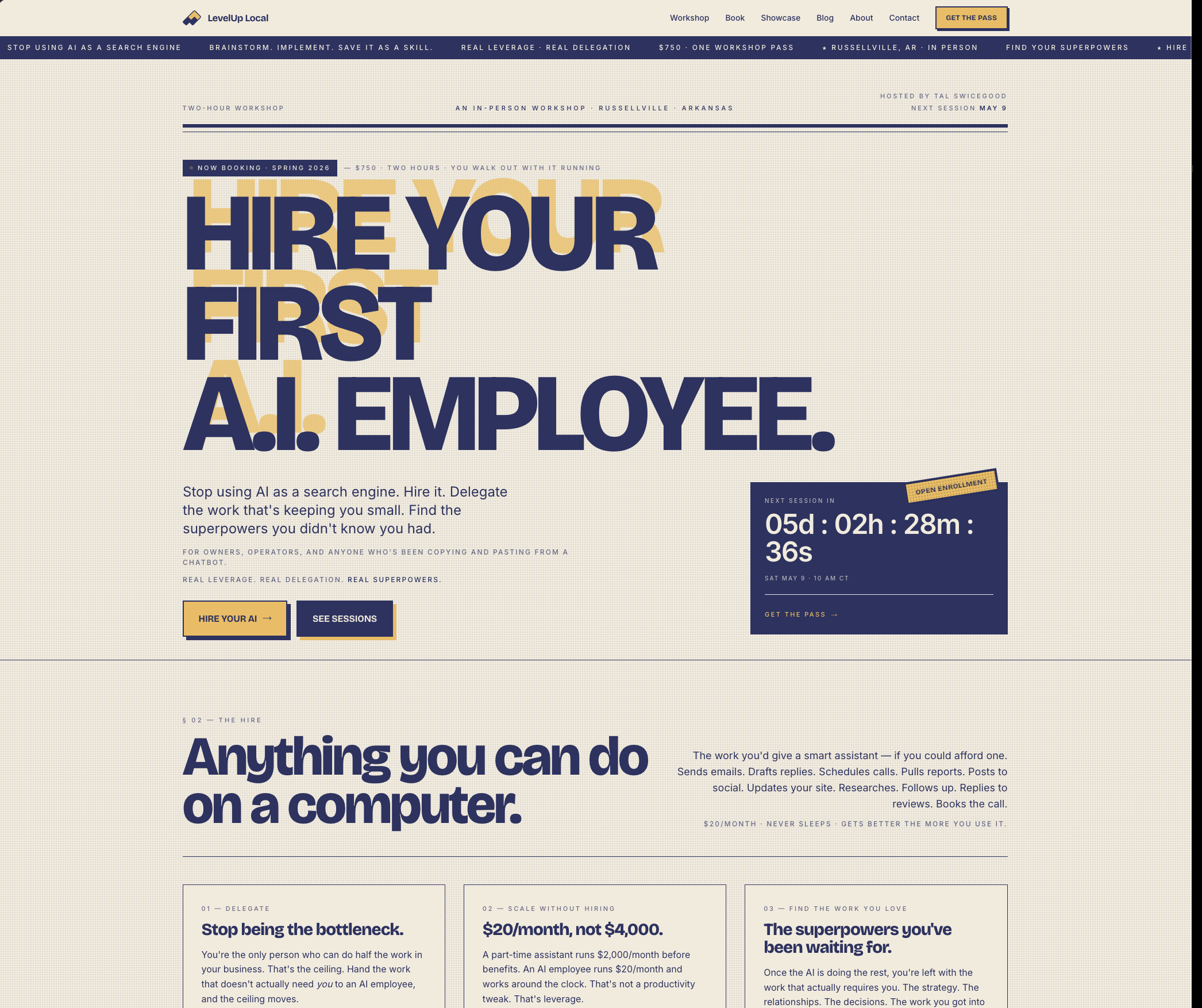 AI workshop landing page screenshot
